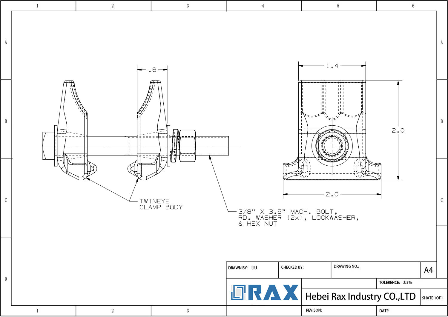 Anchor Rod Bonding Clamp Drawing