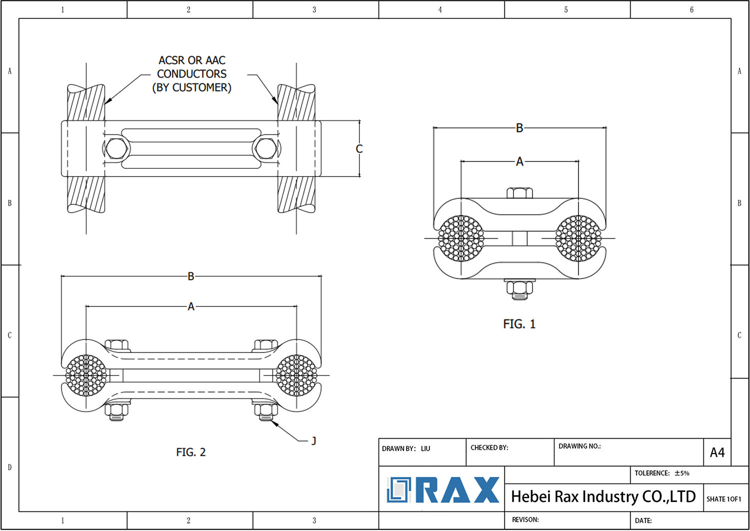 Bolted Cable Spacer Drawing