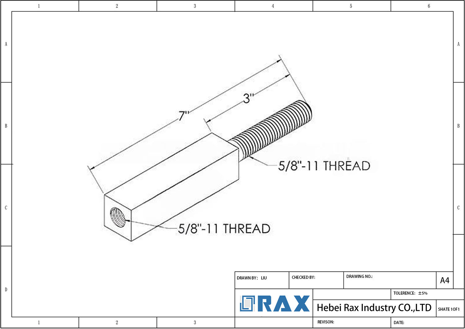 Cable Extension Bolt Drawing