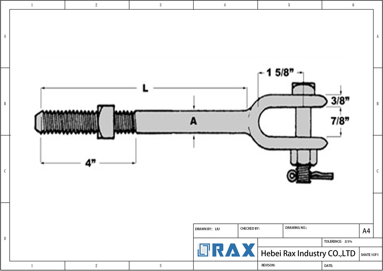 Clevis Bolt Drawing