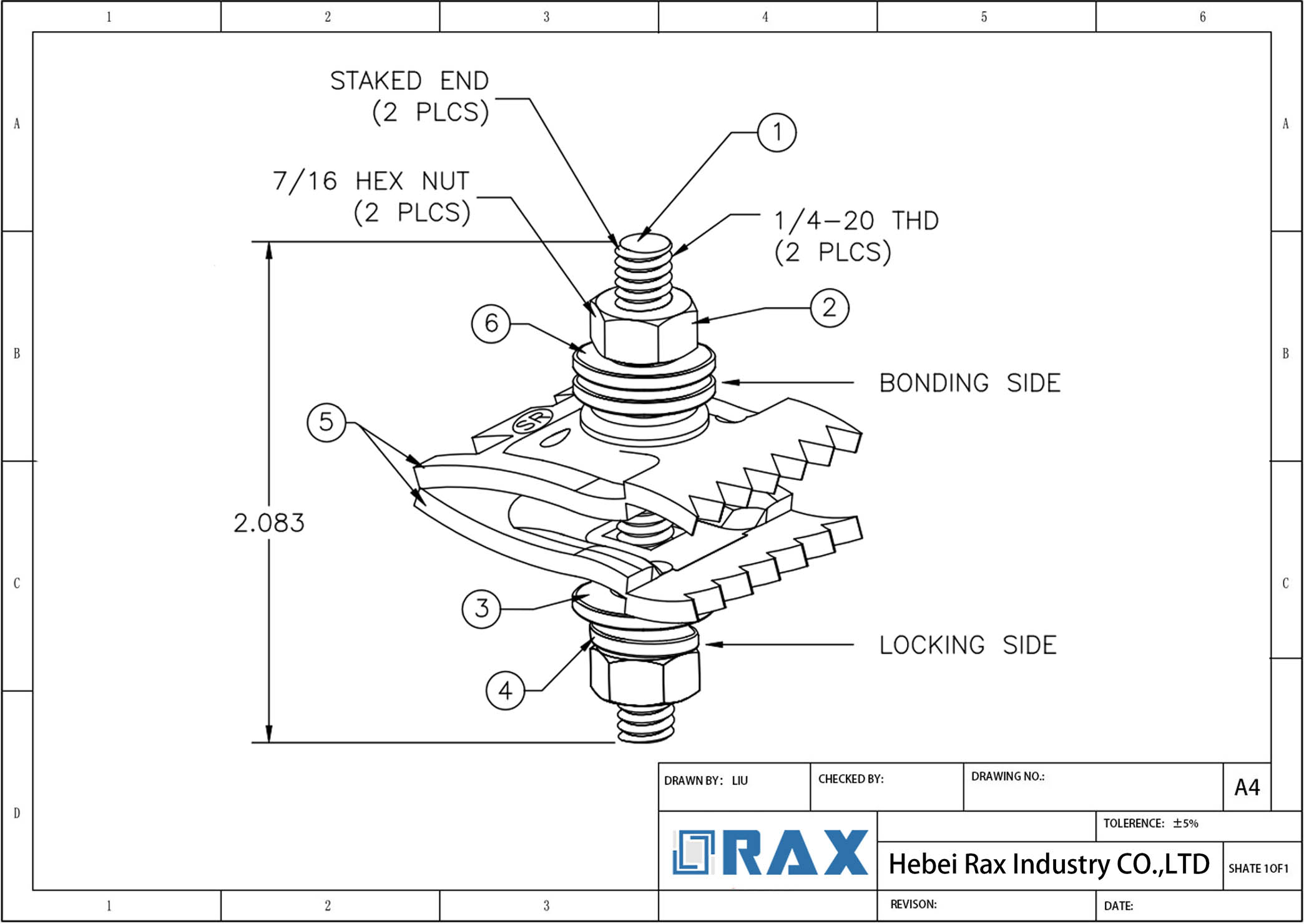 I-Beam Grounding Clamp Drawing