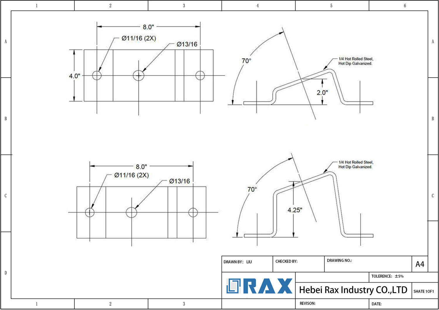 Post Insulator Bracket Drawing