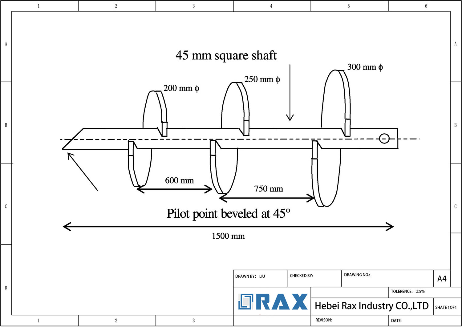 Square Shaft Helical Anchor Drawing