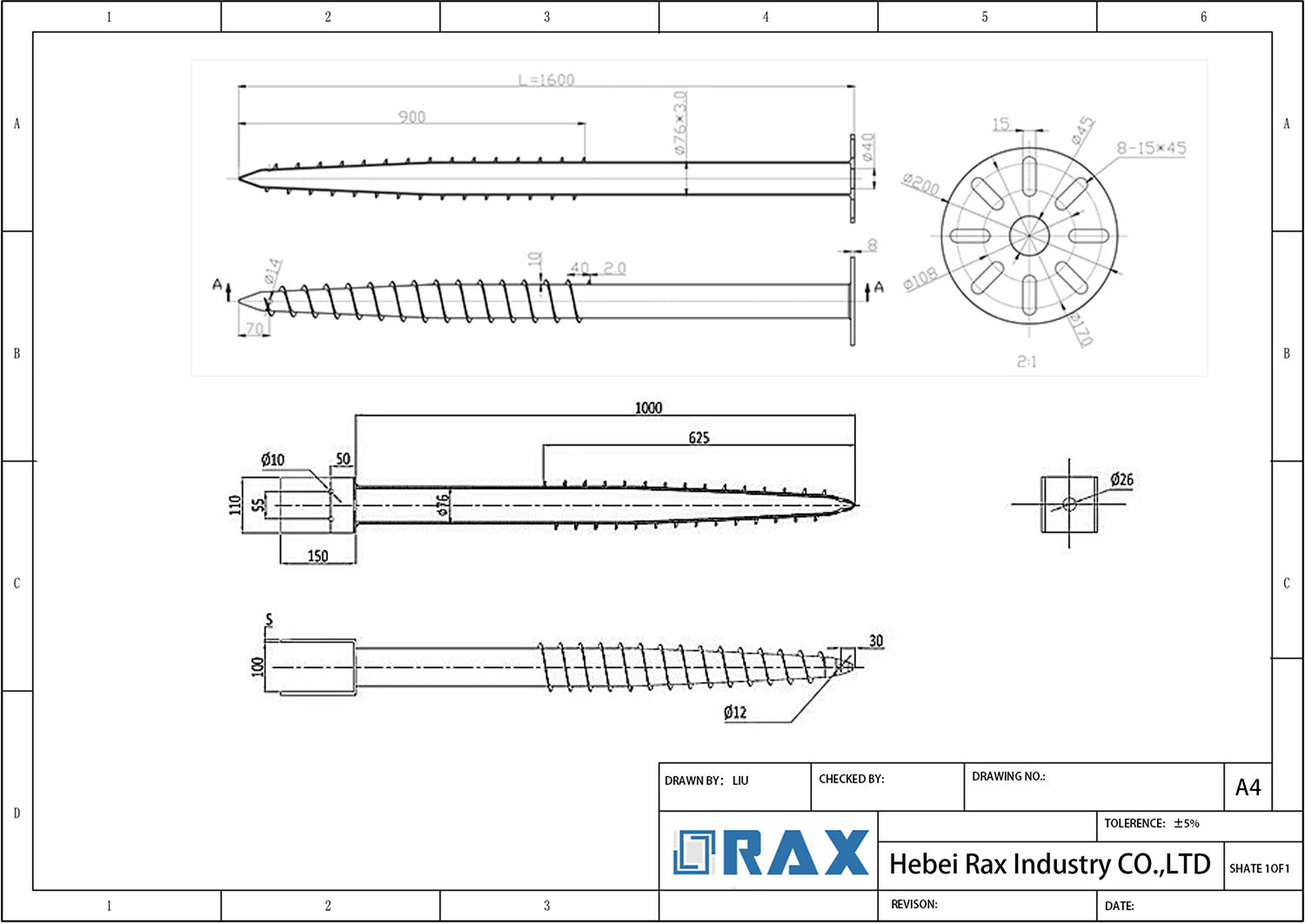 Earth Screw Anchor Drawing