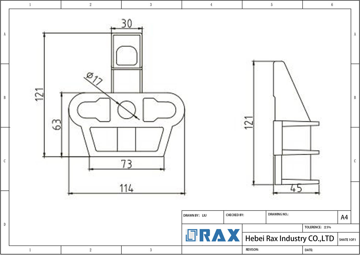 Dibujo de soporte de poste universal